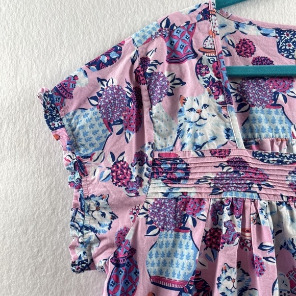 PRINTFRESH Pink Cat Print 100% Organic Cotton Sleep Dress XL Anthropologie - Picture 3 of 9